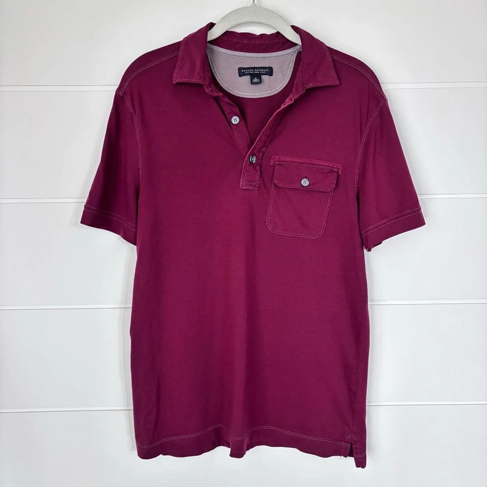 Banana Republic Maroon Red Polo Shirt Classic Short Sleeve Men's Size Small
